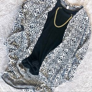 Black and White Kimono-style Sweater